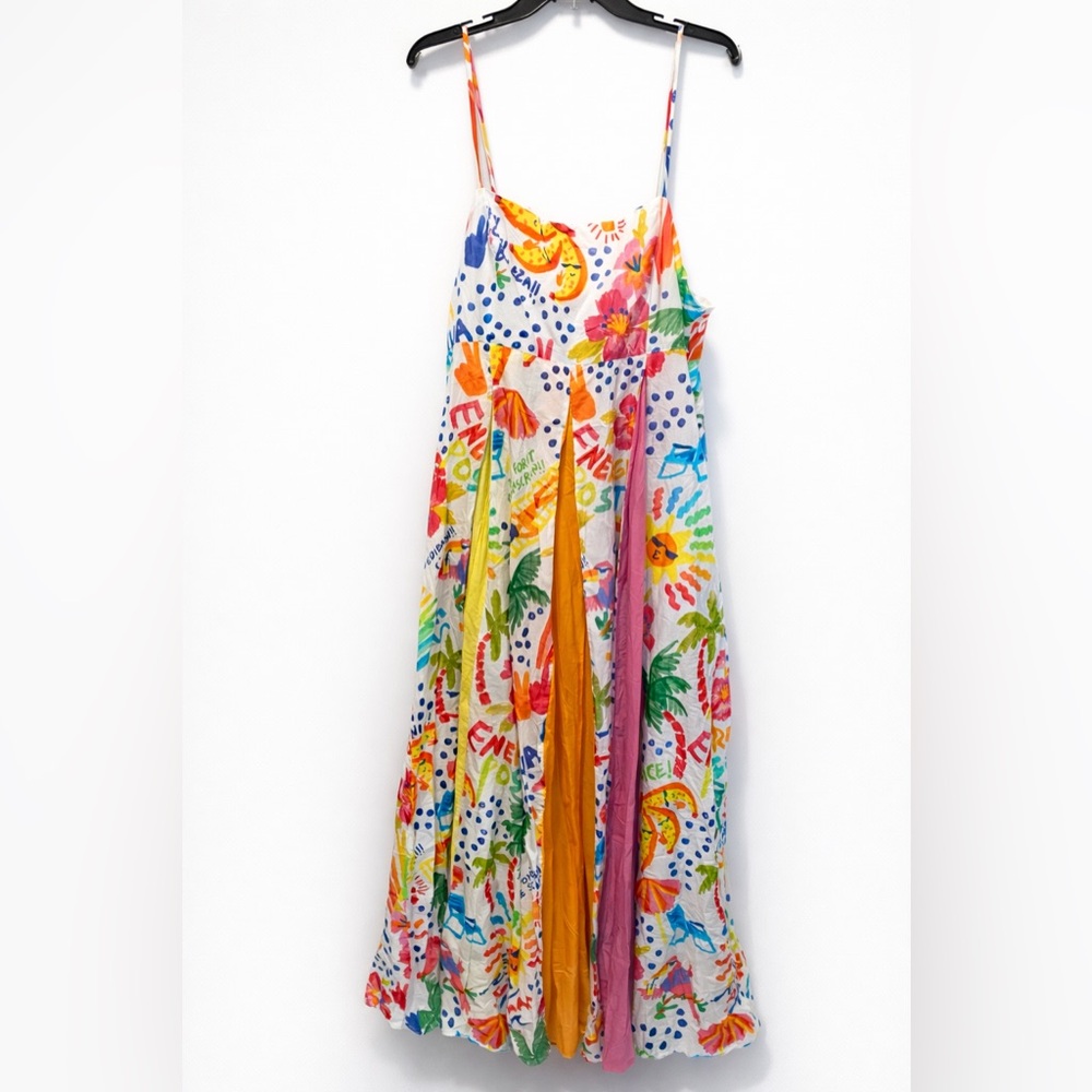 🤑FARM Rio Good Vibes Maxi Dress NWT Colorful Print Size L BEST PRICE 🤑 - Picture 2 of 7